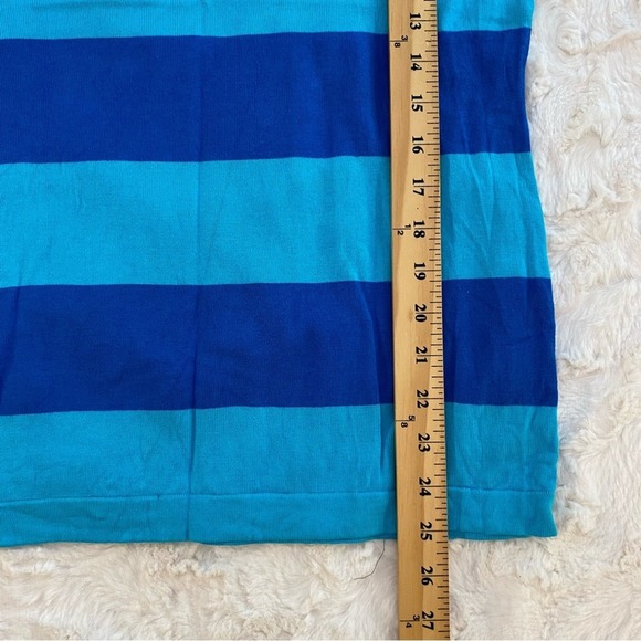 Trina Turk Women's Top Small Petite Blue Striped Cotton Blend Short Sleeve - Picture 8 of 8